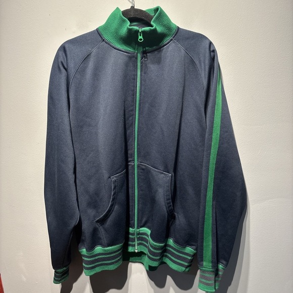 Vintage OLD NAVY Full Zip Up Long Sleeve Blue/green Varsity Jacket Men's XL Y2K - Picture 1 of 9